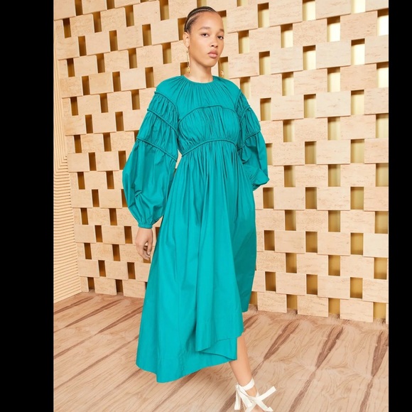 ULLA JOHNSON Viviana Midi Dress Verdigris Sz 6 - Picture 1 of 4